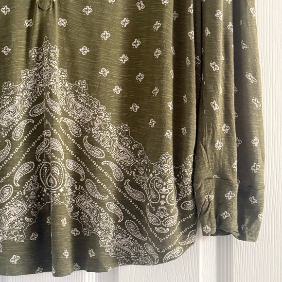 Lucky Brand Green Paisley Blouse XL - Picture 5 of 9